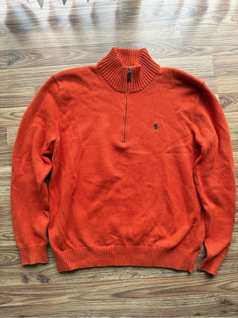 Ralph Lauren Men’s Orange Zip-Neck Wool Sweater